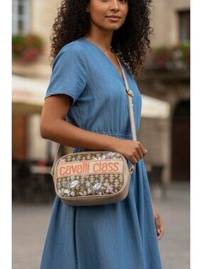 Cavalli Class Lucilla Camera Bag Floral Logo Crossbody NWT Spring Travel